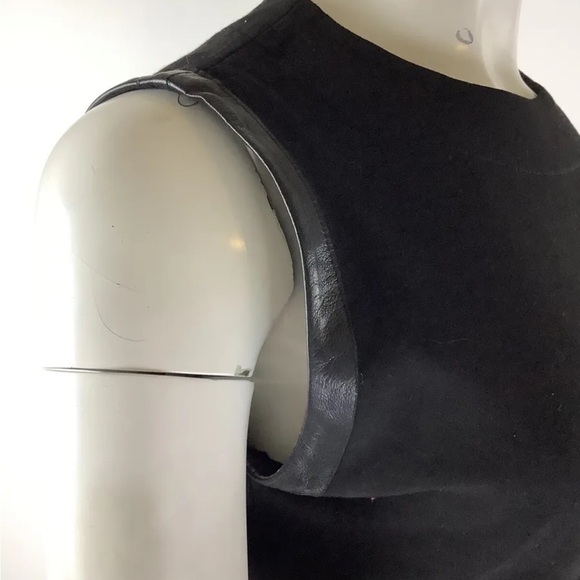 Buchanan Kang Sz 8 Lambskin Leather Trimmed Top Black Viscose Sleeveless - Picture 4 of 8